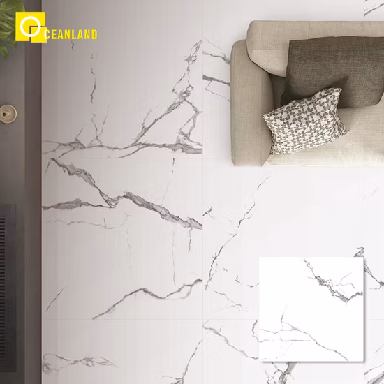 Piastrella per pavimento in ceramica di marmo smaltata bianca da parete in gres porcellanato lucido dalla Cina